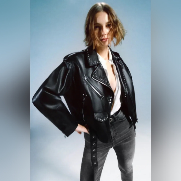 Zara Studded Faux Leather Jacket - Picture 2 of 8